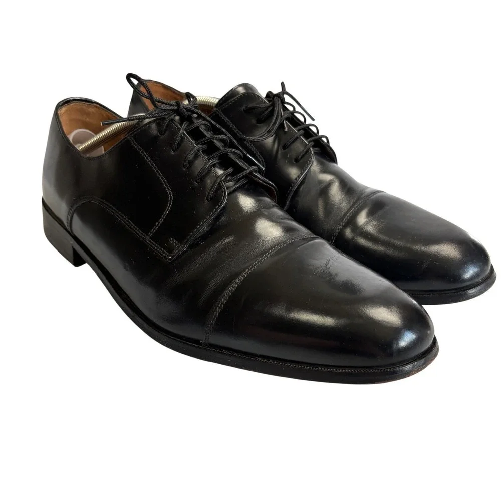 Florsheim Cap Toe Derby Shoes Mens 13 D Black Leather Lace Up Dress Loafer
